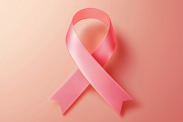 Pink Ribbon Symbol for Breast Cancer Awareness on Soft Pastel Background with Subtle Shading