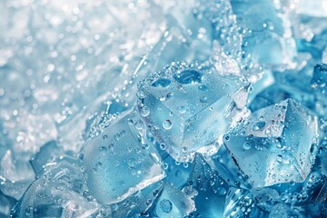 Light Blue Ice Background with Water Drops, Fresh and Cold Atmosphere, Ideal for Social Media Covers