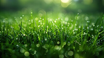 Stunning Picture of Dewdrop on Green Grass: A Delicate and Enchanting Natural Snapshot. Showcasing the Beauty and Serenity of Tiny Wonders.
