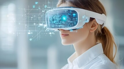 Virtual Assistant Interaction with Augmented Reality Headset in Futuristic Digital Interface