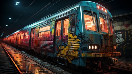 Fototapeta premium Graffiti on the subway train.