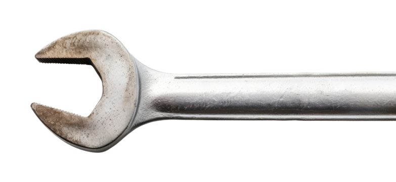 Closeup of a wrench isolated on transparent background