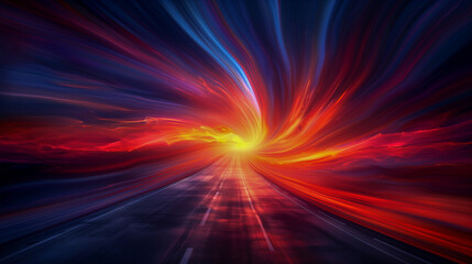 Abstract Highway Leading into a Fiery Vortex of Light..