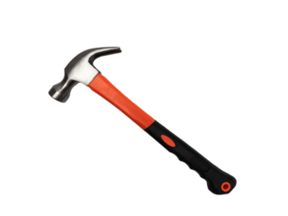 hammer with red and black rubber handle
