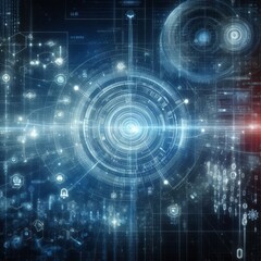 Obraz premium Digital backdround ideal for technological operations, neural networks, AI, data transmission and encryption, digital archives, audio and visual representations, scientific research 