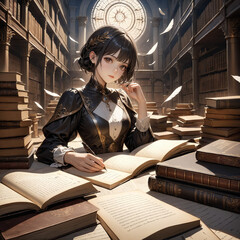 woman reading a book