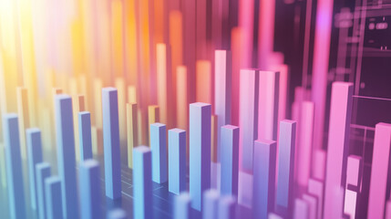 Obraz premium The 3D render of the data visualization bar chart for finance combines clear, impactful design with modern graphical elements. It emphasizes readability and usability,