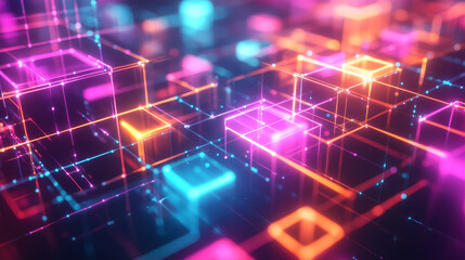 Obraz premium The color palette is bold and vivid, featuring bright and eye-catching hues. The colors of the squares and lines are carefully chosen to create a harmonious and visually appealing composition.