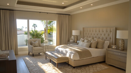 This is the mid century modern interior of the bedroom where you can sleep comfortably. Generative AI
