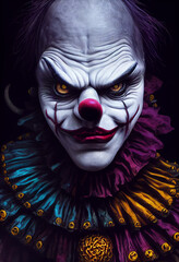 Portrait of an evil creepy clown