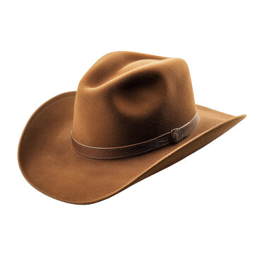 A sleek brown fedora cowboy hat stands out against a PNG backdrop, ideal for Western fashion inspiration, classic brown fedora cowbow hat on transparent background
