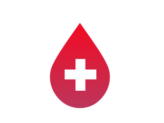 Obraz premium cross icon on red blood drop