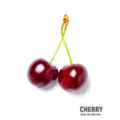 Sweet red cherries isolated on white background