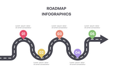 Colorful Milestone Roadmap Infographic with Arrow and Five Steps