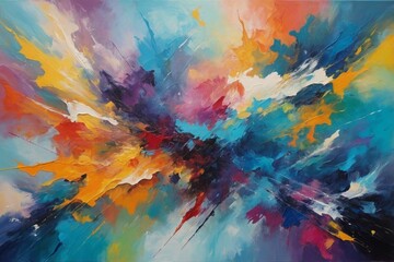 Fototapeta premium Vibrant abstract expressionist artwork with bold strokes