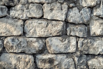 Obraz premium Weathered Grey Stone Wall Background Texture Close-Up for Design Inspiration