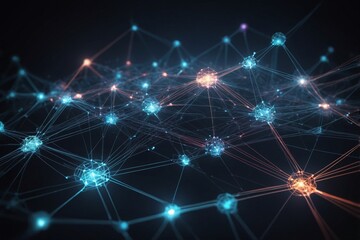 Obraz premium Abstract network connectivity with glowing nodes and lines