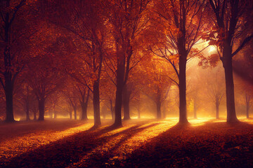 Fototapeta premium Silhouette of trees against sunset