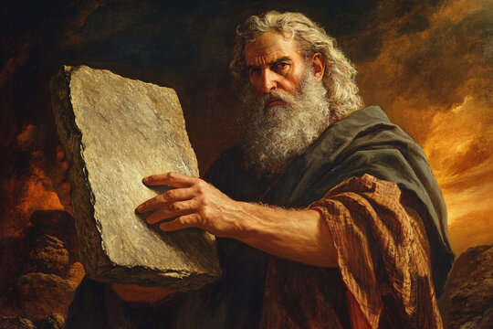moses holding stone tablet	