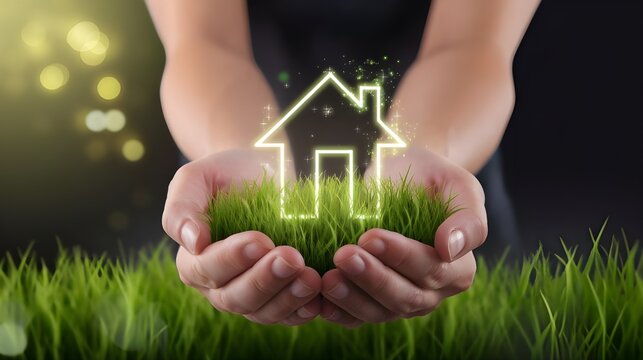 Home Sustainable Energy Concept - Green Solutions for Eco-Friendly Living and Environmental Preservation