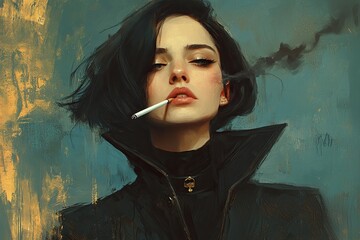 Obraz premium person smoking cigarette