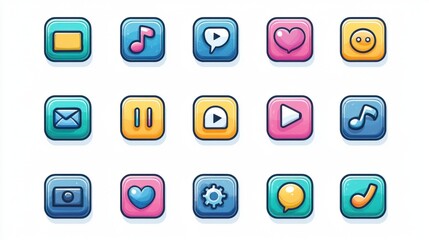 Modern Messaging App Flat Vector Icon Set - Group Chat, Video Call, Voice Call Icons