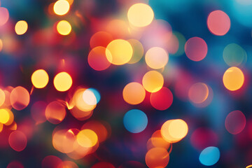 Blurred colorful bokeh lights in various warm and cool hues creating an abstract dreamy background effect