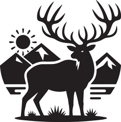 Elk, Elk vector silhouette icon, Deer Icon Vector Art illustration