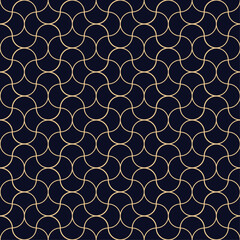 Seamless Abstract Of Geometric Black And Gold Pattern. Vector, Illustration And Background.
