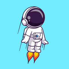 Cute Astronaut Flying With Rocket Cartoon Vector Icon Illustration. Science Technology Icon Concept Isolated Premium Vector. Flat Cartoon Style © catalyststuff