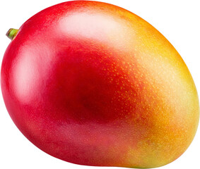 Obraz premium Fresh mango with vibrant yellow and red skin, perfect for tropical dishes or refreshing smoothies.