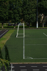 Football gates at the school stadium. Football field