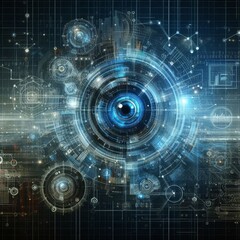 Obraz premium Digital backdround ideal for technological operations, neural networks, AI, data transmission and encryption, digital archives, audio and visual representations, scientific research 