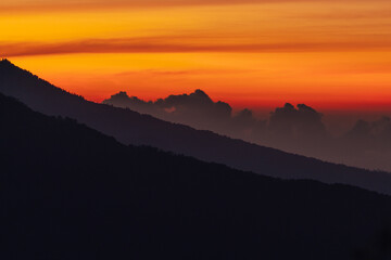 mountain peaks sunrise 
