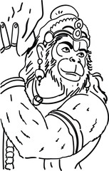 Free Hand Drawn Sketch Of Pavanputra Hanuman Vector Illustration 