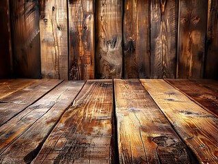 Rustic Wooden Plank Backdrop for Natural and Organic Product Display Presentations with Warm Inviting Atmosphere and Empty Copy Space