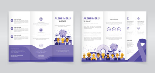 Trifold brochure, pamphlet or triptych leaflet template ideal for world alzheimer’s month or day