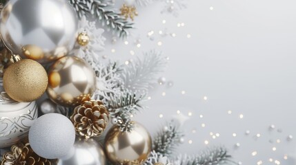 Close-up shot of Christmas tree ornaments, suitable for holiday marketing and decoration