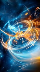 Abstract Blue and Orange Light Trails.