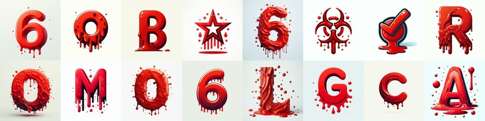 Red Lettering Typeface. AI generated illustration