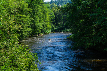 Fototapeta premium Hiking along Ilz River in the Bavarian Forest 2024