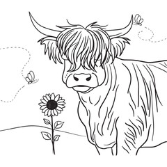 Cow line art vector design for Coloring Pages