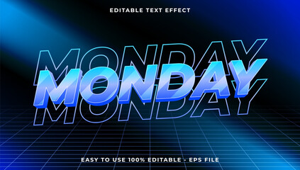 3d monday gradient glitch text style effect template editable text effect