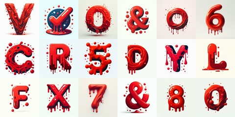 Red Lettering Typeface. AI generated illustration