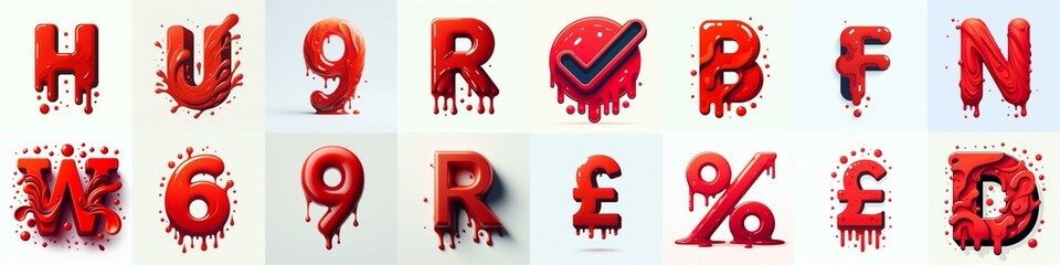 Red Lettering Typeface. AI generated illustration