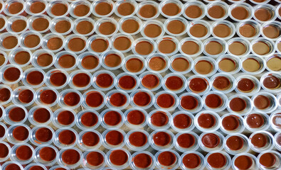 Serving Of Sweet Chocolate Pudding Arranged Neatly And Tightly, Photo For Background