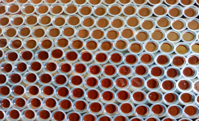 Serving Of Sweet Chocolate Pudding Arranged Neatly And Tightly, Photo For Background