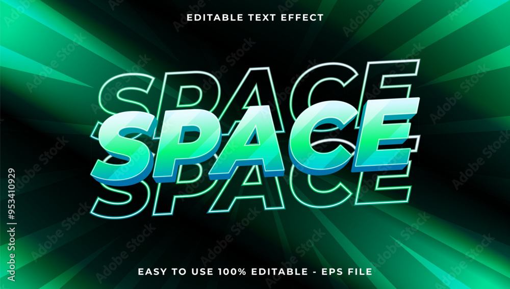 Poster 3d space gradient glitch text style effect template editable text effect