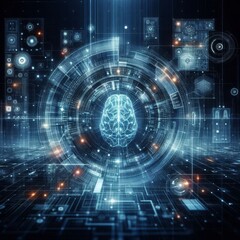 Obraz premium Digital backdround ideal for technological operations, neural networks, AI, data transmission and encryption, digital archives, audio and visual representations, scientific research 