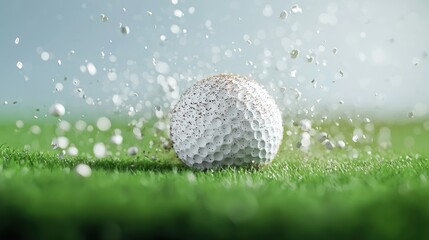 Precision in Motion: Close-Up of Golf Swing with Ball Leaving Tee in Stunning 8K Detail, Generative Ai